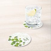 Grünes Kleeblatt Runder Pappuntersetzer (Vor Ort)