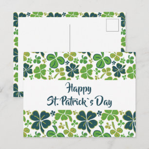 Grünes Kleeblatt Shamrock Muster St. Patrick`s Tag Postkarte