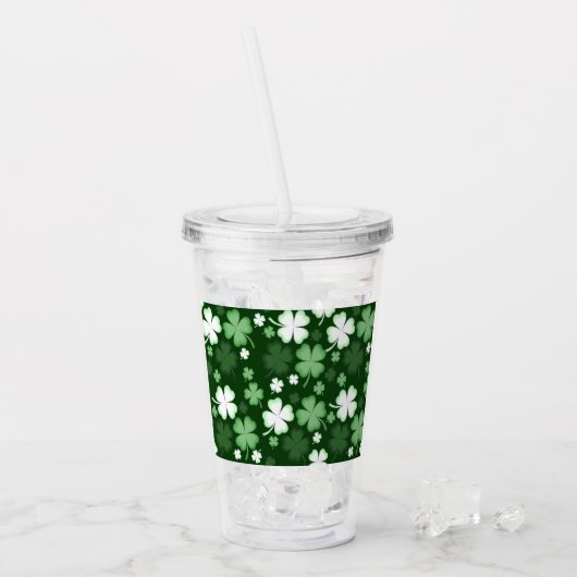 Grünes Kleeblatt, St. Patrick's Day Acryltrinkbecher (Vorderseite Ice)