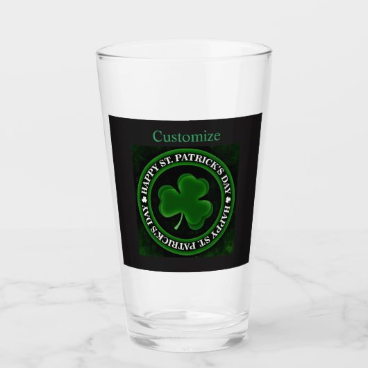 Grünes Kleeblatt St Patrick's Day Glas (Vorderseite)