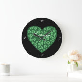 Grünes Kleeblatt St Patrick's Day Große Wanduhr (Zuhause)