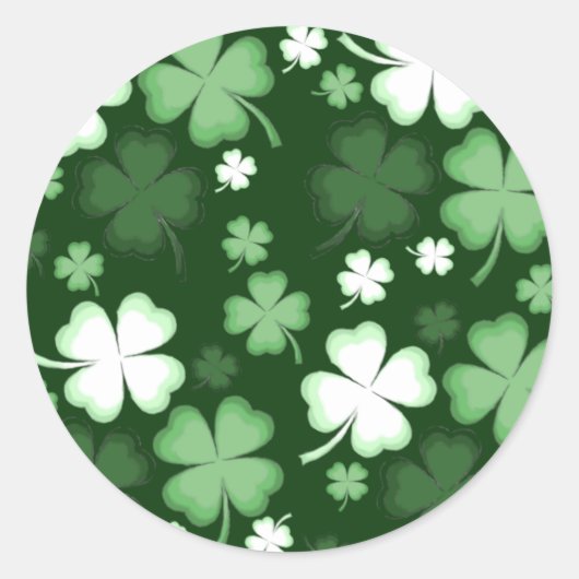 Grünes Kleeblatt, St. Patrick's Day Runder Aufkleber (Vorderseite)