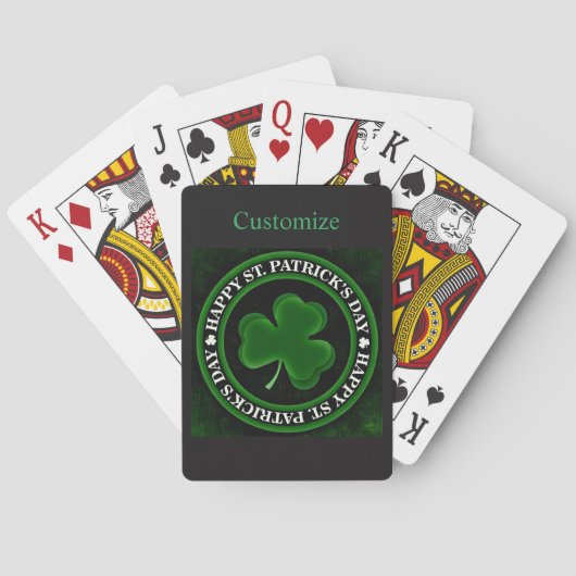 Grünes Kleeblatt St Patrick's Day Spielkarten (Rückseite)