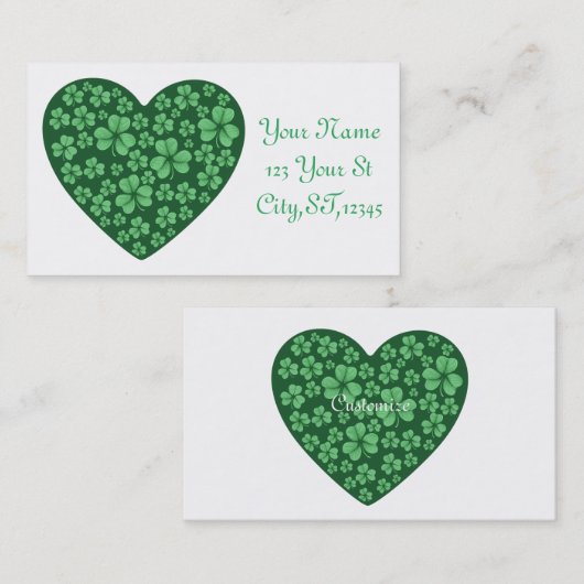Grünes Kleeblatt St Patrick's Day Visitenkarte (Vorne/Hinten)