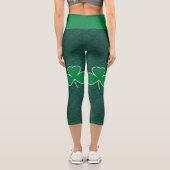 grünes Kleeblatt und gelbe Sonne Capri Leggings (Rückseite)