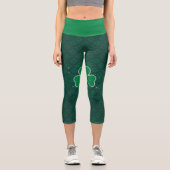 grünes Kleeblatt und gelbe Sonne Capri Leggings (Vorderseite)