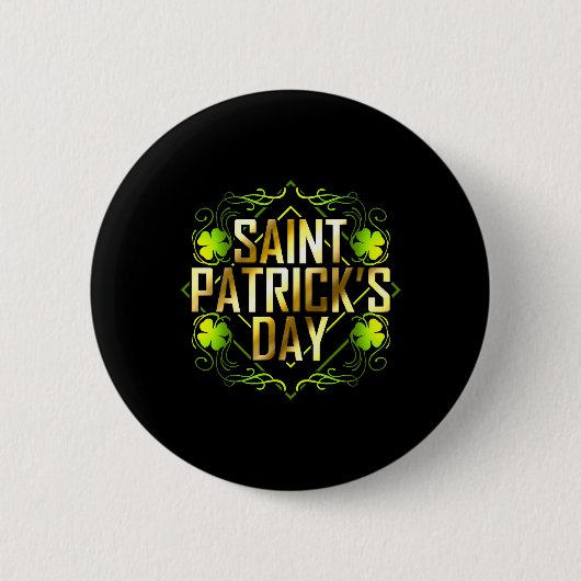 Grünes Kleeblatt und Golden Letters St. Patricks Button (Vorderseite)