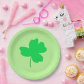 Grünes Kleeblatt Vierblättriges Kleeblatt hellgrün Pappteller (Party)