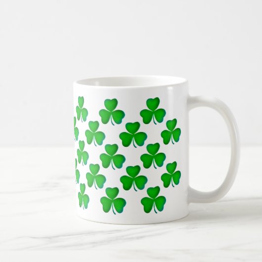 Grünes Kleeblätter Muster Kaffeetasse (Rechts)