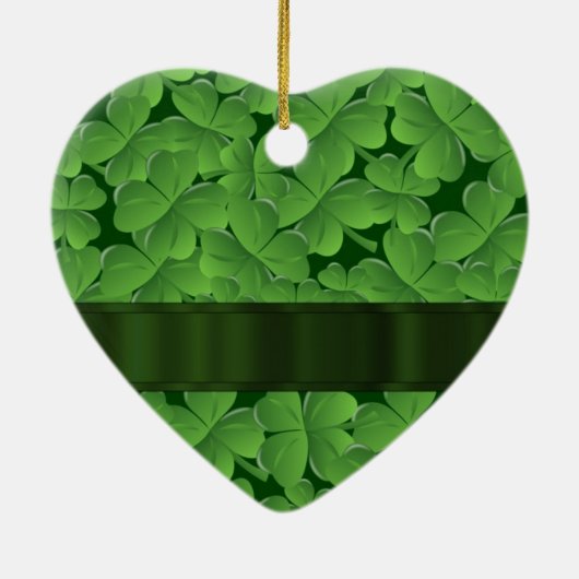 Grünes Kleeblattmuster Keramikornament (Hinten)