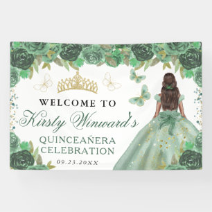 Grünes Kleid Dunkle Haut Prinzessin Florale Quince Banner
