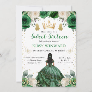 Grünes Kleid Western Prinzessin Sweet 16 Einladung