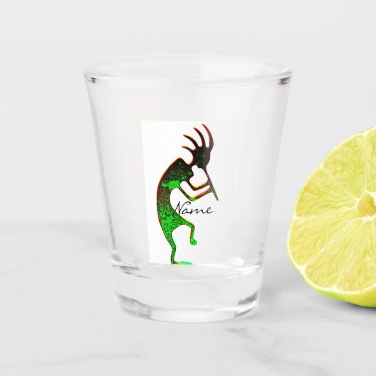 Grünes Kokopelli Thunder_Cove Schnapsglas (Vorderseite)