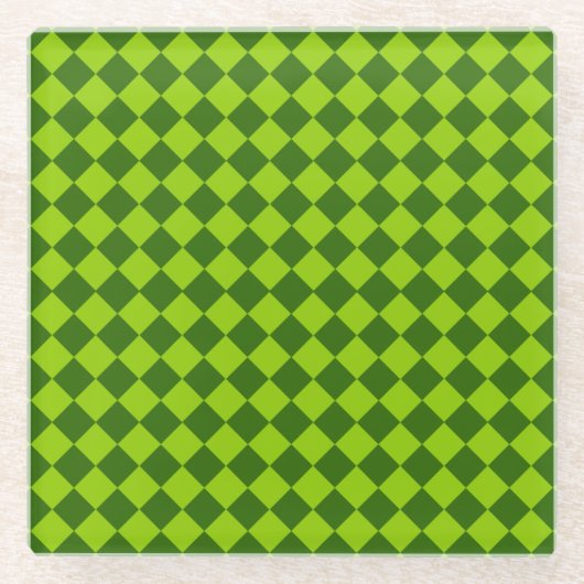 Grünes Kombinations-Diamant-Muster Glasuntersetzer (Vorderseite)