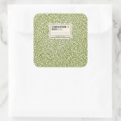 Grünes KompositionsNotebook mit Label Quadratischer Aufkleber (Tasche)