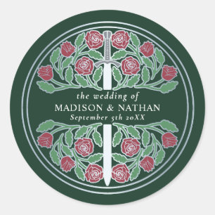 Grünes königliches mittelalterliches silbernes Sch Runder Aufkleber