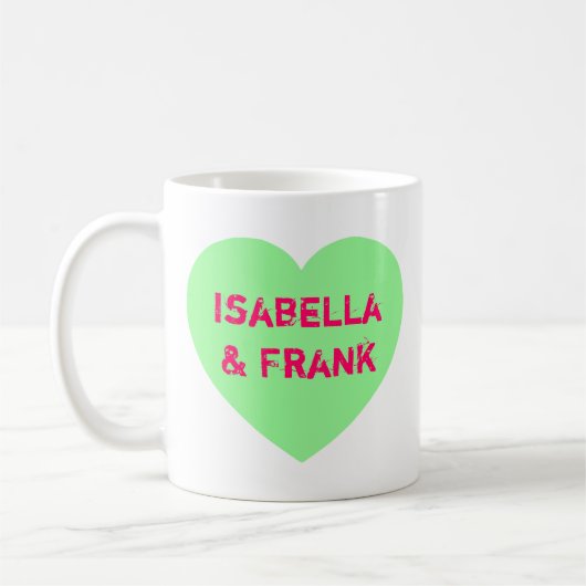 Grünes Konversationsherz Kaffeetasse (Links)