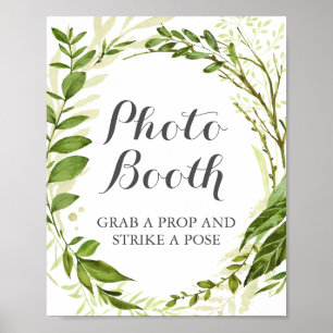 Grünes Kranz Hochzeits Foto Booth Schild, Rustikal Poster