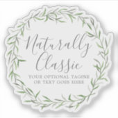 Grünes Kraut-Rustikales Logo für Botanische Blätte Aufkleber (Vorderseite)