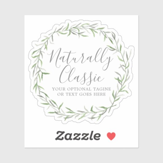 Grünes Kraut-Rustikales Logo für Botanische Blätte Aufkleber (Blatt)