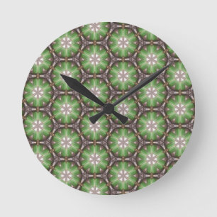 Grünes Kreis-Muster Runde Wanduhr