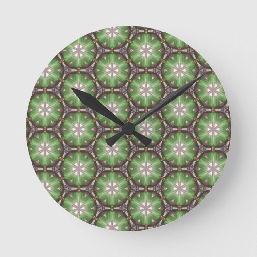 Grünes Kreis-Muster Runde Wanduhr (Vorderseite)