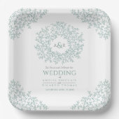 Grünes Kreissblatt zeichnend Mono-Hochzeit Pappteller (Vorderseite)