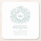 Grünes Kreissblatt zeichnend Mono-Hochzeit Rechteckiger Pappuntersetzer (Vorderseite)