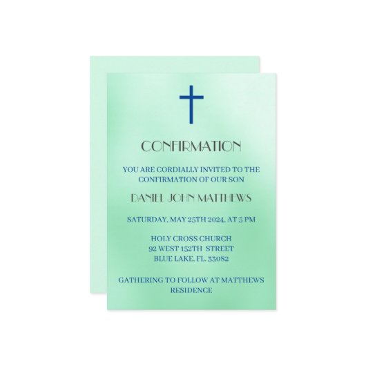 Grünes Kreuz Einladung (Vorderseite/Rückseite Beispiel)