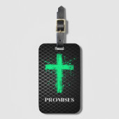 Grünes Kreuz mit Versprechen Wort - Christlicher G Gepäckanhänger (Vorderseite Vertikal)