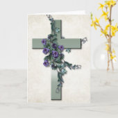 Grünes Kreuz mit violett blühender Grußkarte Karte (Gelbe Blume)
