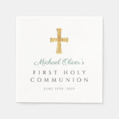 Grünes Kreuz Religiöse Junge Erste Heilige Kommune Serviette (Vorderseite)