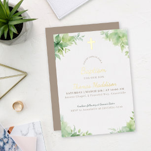 Grünes Kreuz und Grüntaufe Folieneinladung