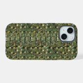 Grünes Krokodil-Ledermuster iPhone 15 Hülle (Rückseite (Horizontal))