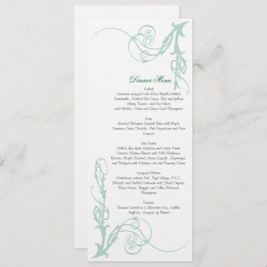 Grünes Kunst Nouveau Menü Menükarte (Vorne/Hinten)