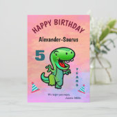Grünes Lächeln Dinosaur Kind Geburtstag personalis (Stehend Vorderseite)