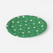 Grünes Lacrossemuster Pappteller (Schrägansicht)
