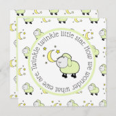 Grünes Lamm mit Mond- und Sternengeschlecht-Party Einladung (Vorne/Hinten)