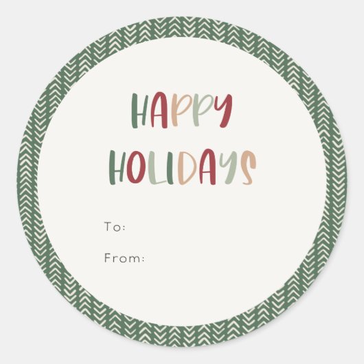 Grünes Lässiges Happy Holidays Geschenk Runder Aufkleber (Vorderseite)