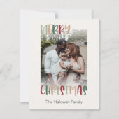 Grünes Lässiges Weihnachtsfest verblasst Foto Feiertagskarte (Vorderseite)