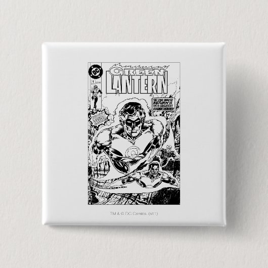 Grünes Laternen-Fliegen, Schwarzweiss Button (Vorderseite)