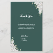 Grünes Leaf Blumengrün Danke und Hochzeitsmenü Flyer (Hinten)