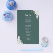 Grünes Leaf Blumengrün Danke und Hochzeitsmenü Flyer (Einzeln)