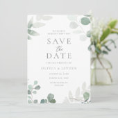 Grünes Leaf-Blumenzehen Save The Date (Stehend Vorderseite)