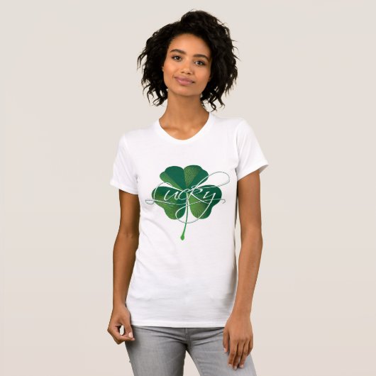 Grünes Leaf Clover Lucky St. Patrick's Day T-Shirt (Vorne ganz)