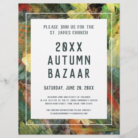 Grünes Leaf des Herbstbazars, der Schule oder der  Flyer (Vorne)