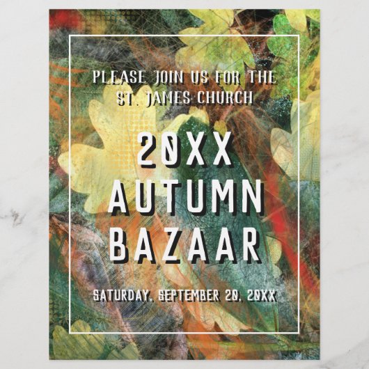 Grünes Leaf des Herbstbazars, der Schule oder der  Flyer (Hinten)