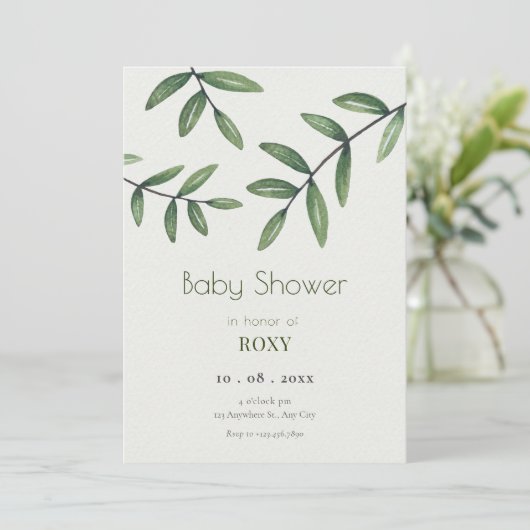 Grünes Leaf Einladung (Stehend Vorderseite)