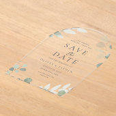 Grünes Leaf Floral Wedding Acrylic Save the Date Acryleinladungen (Ablage )