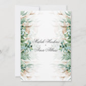 Grünes Leaf florale islamische Hochzeit Einladung (Rückseite)